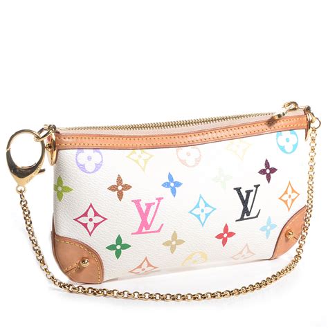 lv white muliti|LOUIS VUITTON Monogram Multicolor Pochette Milla MM White .